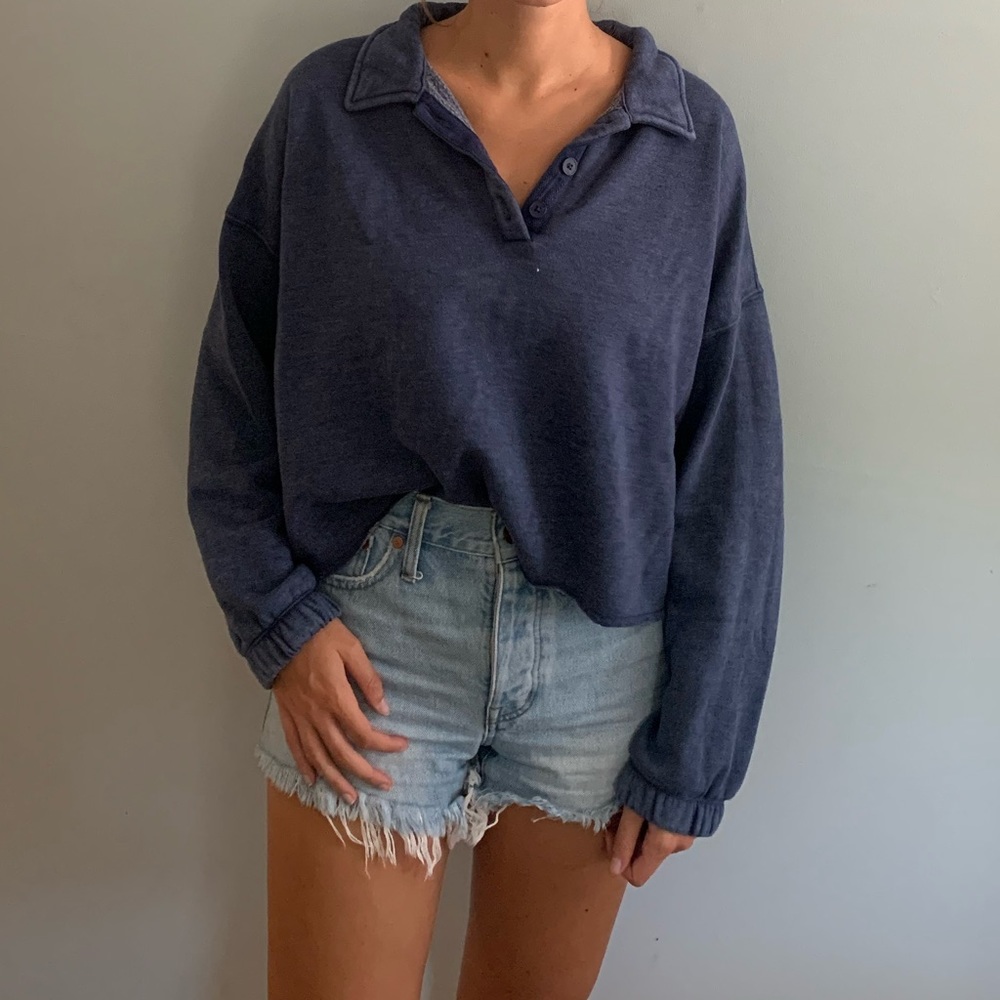 Aerie Cropped Polo Sweatshirt